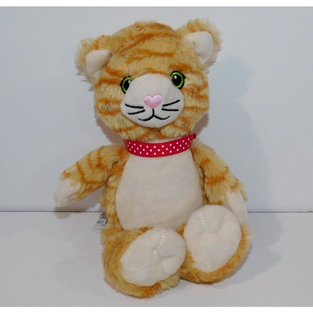 Kinder Easter Surprise 9" Plush Orange Tabby Cat Red Collar Stuffed Kitten